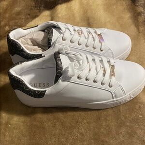 GUESS Women's White and Brown Sneakers